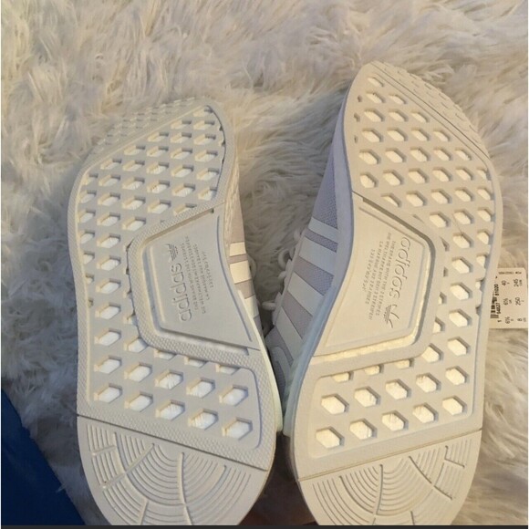 New ADIDAS Size 8 Nmd_R1 Primeblue Women’s White Metallic Sneakers - Picture 5 of 7